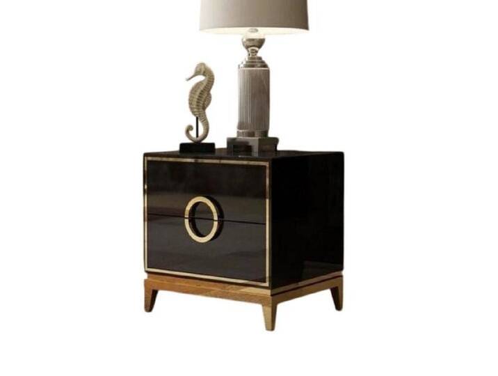 Xlmoebel Nachttisch Luxuriöser Metall-Nachttisch mit Design für das Schlafzimmer (1-St., Nachttisch), Hergestellt in Europa, schwarz, Schwarz von OTTO