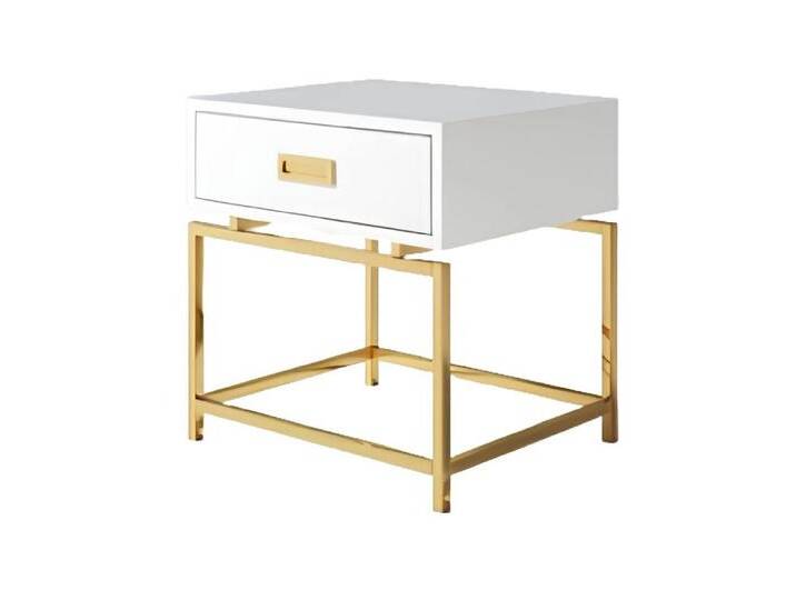 Xlmoebel Nachttisch Nachtkonsole aus edelstahlveredeltem Hochglanz in Goldoptik (Nachttisch), Hergestellt in Europa, weiß von OTTO