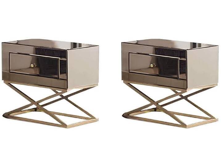 Xlmoebel Nachttisch Zwei goldene Designer-Holz-Nachttische für das Schlafzimmer im Set (1-St., Gruppe 2tlg Nachttische), Hergestellt in Europa von OTTO