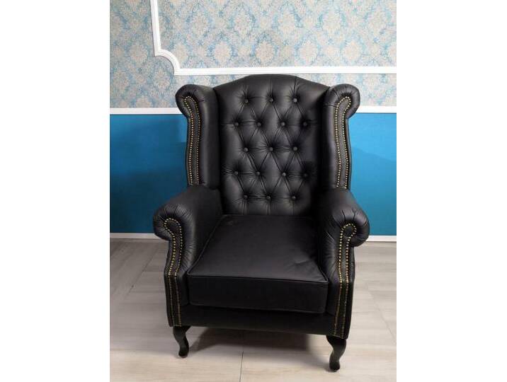 Xlmoebel Ohrensessel Echtes Leder Chesterfield Ohrensessel 100% Leder Sofort (1-St., Ohrensessel), Made in Europa, schwarz von OTTO