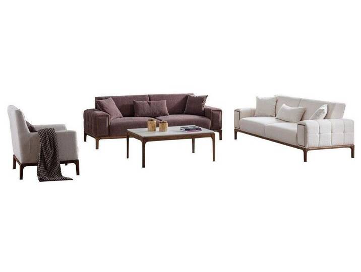 Xlmoebel Wohnzimmer-Set 4-teiliges Set: Sofa 3+3+1-Sitzer mit Couchtisch, Polstermöbel, (4-St., 2x 3-Sitzer + Sessel + Couchtisch) von OTTO