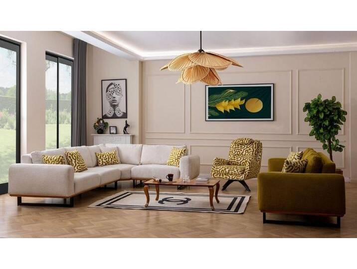 Xlmoebel Polstergarnitur Designer Sofa Set 3tlg – Ecksofa L-Form Modern 4+1 Sitzmöbel, (3-tlg., 3tlg.Wohnzimmer set (Sofagarnitur 4 + 1Sitzer + Ecksofa L-form), Hergestellt in Europa von OTTO