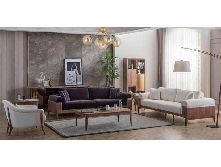 Xlmoebel Polstergarnitur Designer Weißes 3-Sitzer Sofa Set mit buntem Polstersessel, (3tlg.Wohnzimmer Set (Sofagarnitur 3+3+1 Sitzer) von OTTO