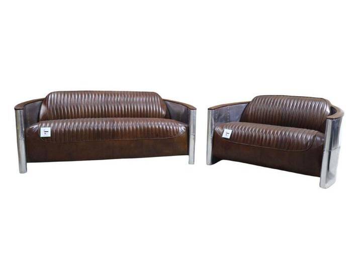 Xlmoebel Polstergarnitur Neue Vintage Retro Ledersofa-Sitzgruppe mit 3-Sitzer und 2-Sitzer, (2-tlg., Sofagarnitur 3+2 Sitzer), Hergestellt in Europa von OTTO