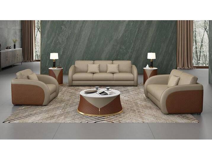 Xlmoebel Polstergarnitur Set aus 6 Teilen mit einem Designer-Sofa aus Leder einer Couch, (Sofagarnitur 3+2+1 Sitzer + Couchtisch + 2x Beistelltisch), Hergestellt in Europa von OTTO