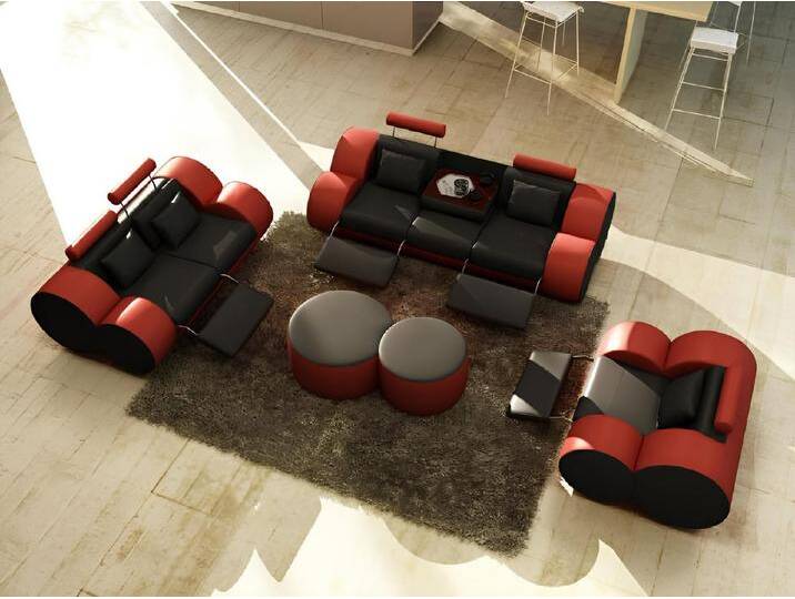 Xlmoebel Polstergarnitur Sofa aus Leder mit Relaxfunktion in 3/2/1-Sitzer Kombination, (LEDERSOFA SOFAGARNITUR MADRID 3+2+1), Hergestellt in Europa von OTTO
