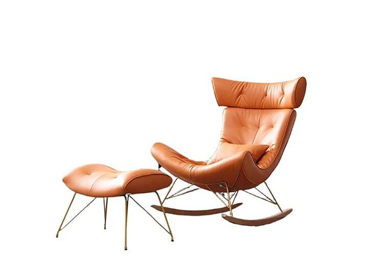 Xlmoebel Schaukelstuhl Lounge-Club-Sessel aus Metall mit Polsterung für Wohnräume (1 St), Hergestellt in Europa, orange von OTTO