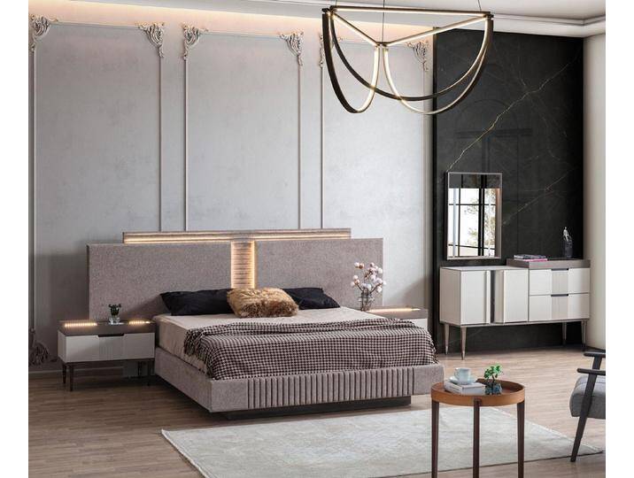 Xlmoebel Schlafzimmer-Set 5tlg.Schlafzimmer Set Bett Schminktisch Spiegel und 2x Nachttische, (5-tlg., 5tlg.Schlafzimmer Set (Bett+Schminktisch+Spiegel+2x Nachttische) von OTTO