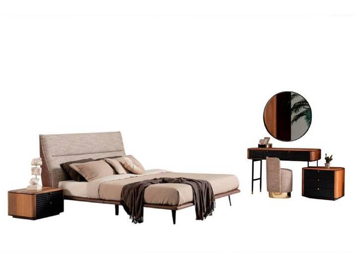 Xlmoebel Schlafzimmer-Set Bett Schminktisch Set mit Spiegel und Hocker für Schlafzimmer, (Bett + 2x Nachttisch + Schminktisch + Spiegel + Hocker) von OTTO