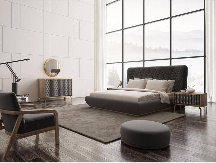 Xlmoebel Schlafzimmer-Set Bett aus Holz, 2 Nachttischen, Kommode und Spiegel, (Schlafzimmer Set 5tlg (Bett + 2x Nachttische + Kommode + Spiegel) von OTTO