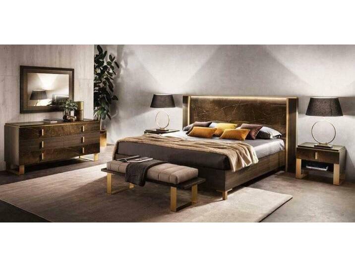 Xlmoebel Schlafzimmer-Set Bett mit 2x Nachttische Braun Modern Design Luxus Schlafzimmer, (3-tlg., Bett + 2x Nachttische), Hergestellt in Europa von OTTO