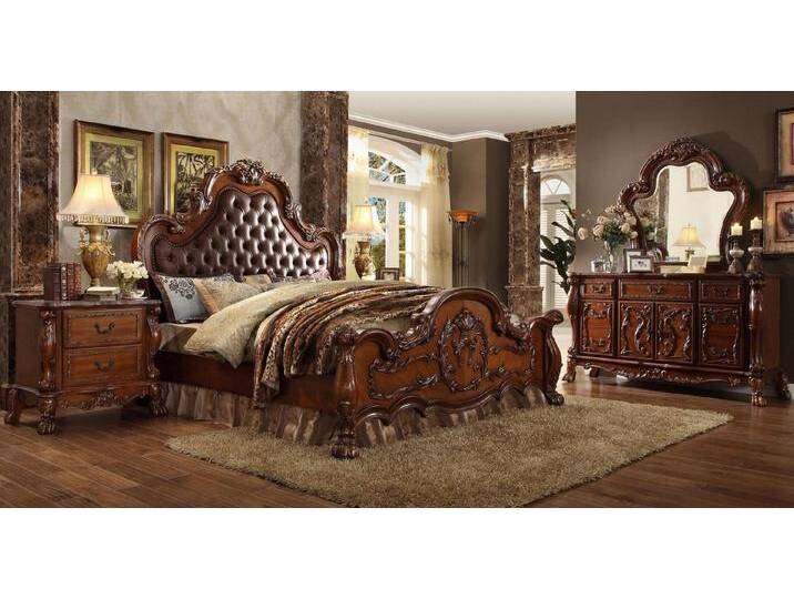 Xlmoebel Schlafzimmer-Set Design Schlafzimmer 5 tlg. Komplett Set Bett Nachttische Kommode, (5-tlg., Bett + 2x Nachttische + Spiegel + Kommode) von OTTO