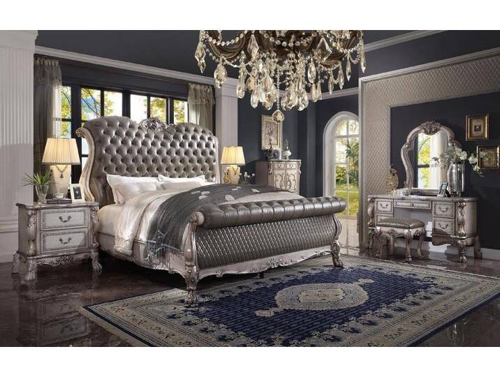 Xlmoebel Schlafzimmer-Set Design Schlafzimmer 6 tlg. Komplett Set Bett Nachttisch Kommode, (6-tlg., Bett + 2x Nachttische + Schminktisch + Spiegel + Kommode) von OTTO