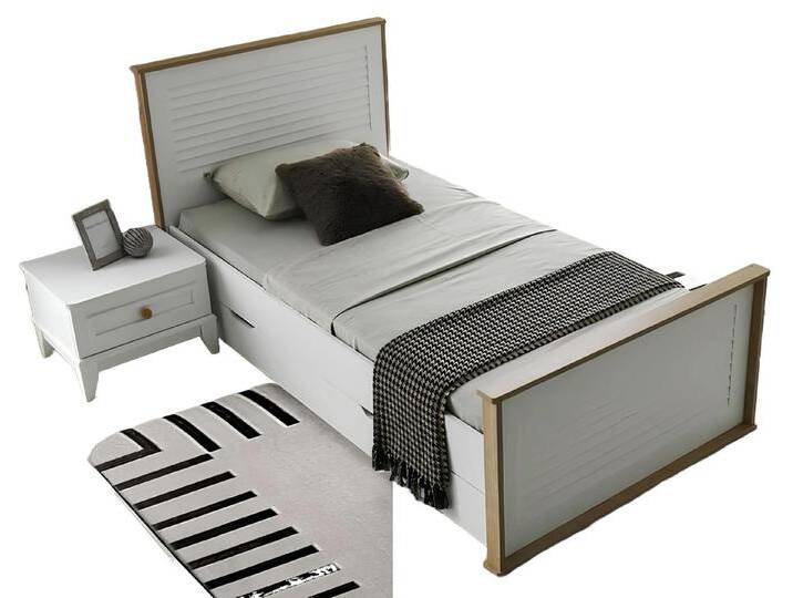 Xlmoebel Schlafzimmer-Set Einzelbett mit Nachttisch im modernen luxuriösen Stil für das, (Bett + Nachttisch), Hergestellt in Europa, weiß von OTTO