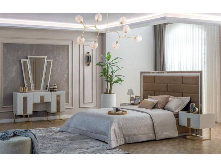 Xlmoebel Schlafzimmer-Set Hochwertige Schlafzimmerausstattung: Doppelbett mit 2 Nachtkästchen, (4-tlg., 4tlg.Schlafzimmer Set(Bett+2x Nachttische+Schminktisch) von OTTO