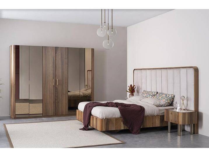 Xlmoebel Schlafzimmer-Set Hochwertiges Schlafzimmer-Set mit gepolsterten Möbeln, Doppelbett, (Schlafzimmer Set 4tlg (Bett + 2x Nachttische + Kleiderschrank) von OTTO