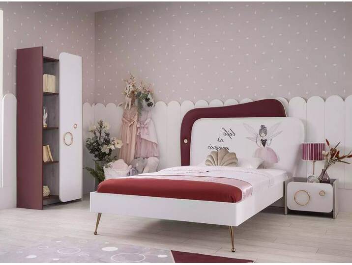 Xlmoebel Schlafzimmer-Set Kinderzimmer Set in Weiß und Rot mit Kinderbett, Nachttisch, (Kinderzimmer Set 3tlg (Bett + Nachttisch + Schrank) von OTTO