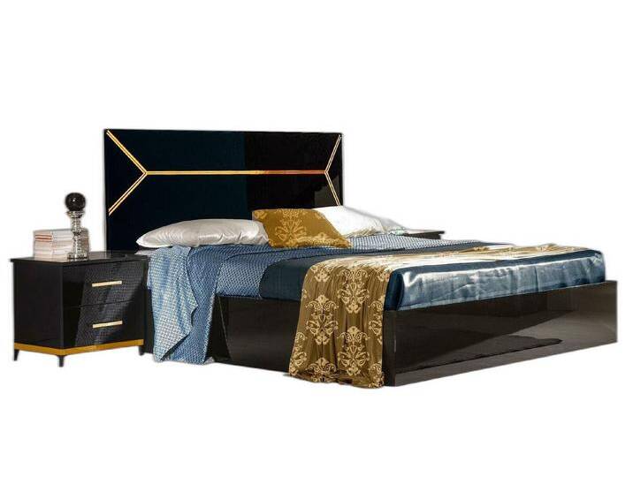Xlmoebel Schlafzimmer-Set Klassische Schlafzimmer Set Bett 2x Nachttisch Kommode 3tlg. Schwarz, (3-tlg., Bett + 2x Nachttische), Hergestellt in Europa von OTTO