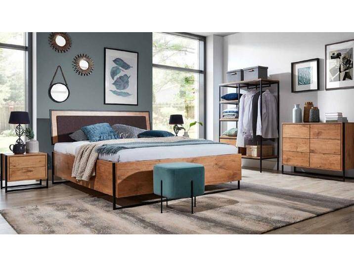 Xlmoebel Schlafzimmer-Set Komplett Set Holz Schlafzimmer Loft Stil Design Bett Kommode Schrank, (1-tlg., Bett + Nachttisch + Hocker + Kommode + Kleiderschrank) von OTTO