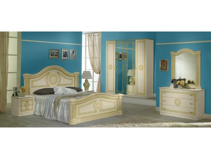 Xlmoebel Schlafzimmer-Set Luxus Schlafzimmer Klassisches Holz Bett Nachttisch 6tlg Set, (6-tlg., Bett + 2x Nachttische + Kommode + Spiegel + Kleiderschrank) von OTTO