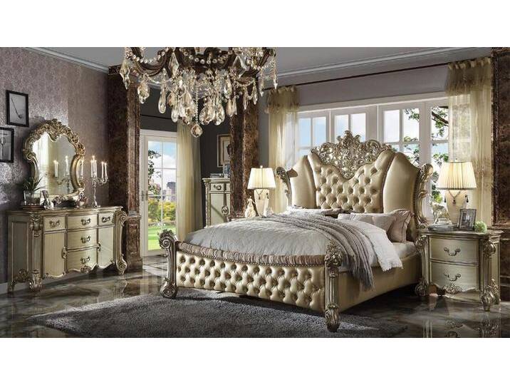 Xlmoebel Schlafzimmer-Set Möbel 5tlg. Set Bett + 2x Nachttisch + Kommode + Spiegel Schlafzimmer, (5-tlg., Bett + 2x Nachttische + Kommode + Spiegel) von OTTO