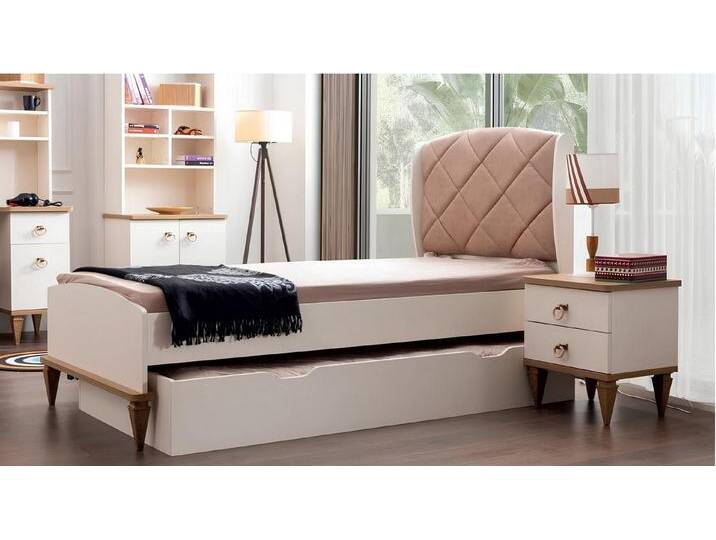 Xlmoebel Schlafzimmer-Set Neues modernes 2-teiliges Kinderzimmer-Set in Beige: Kinderbett, (2tlg. Kinderzimmer Set (Kinderbett + Nachttisch) von OTTO