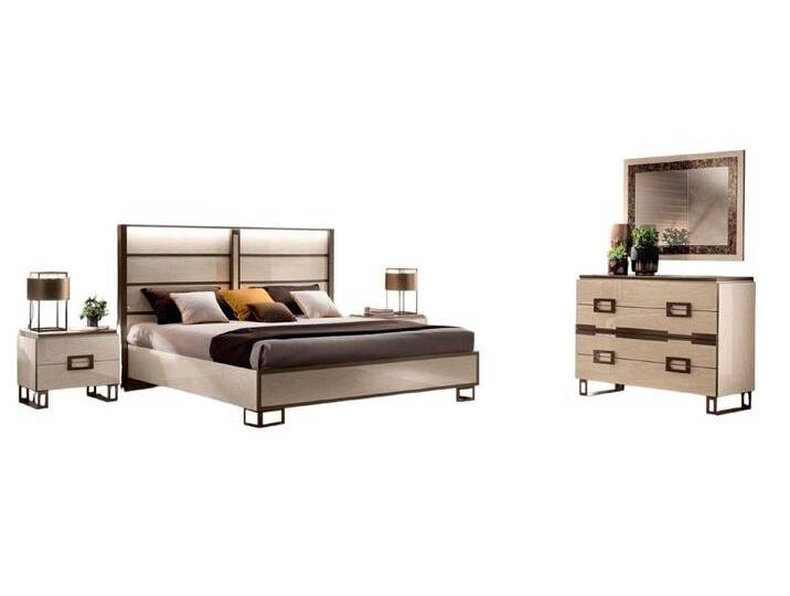 Xlmoebel Schlafzimmer-Set Schlafraum Bett Nachttisch Schrank Spiegel Doppelbett Set 5-teilig., (Bett + 2x Nachttisch + Kommode + Spiegel) von OTTO