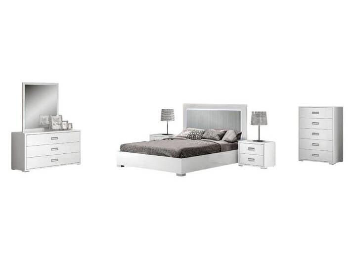 Xlmoebel Schlafzimmer-Set Schlafzimmer Bett Nachttisch Kommode Spiegel Holz Weiß Set 6tlg., (6-tlg., Bett + 2x Nachttische + 2x Kommode + Spiegel) von OTTO
