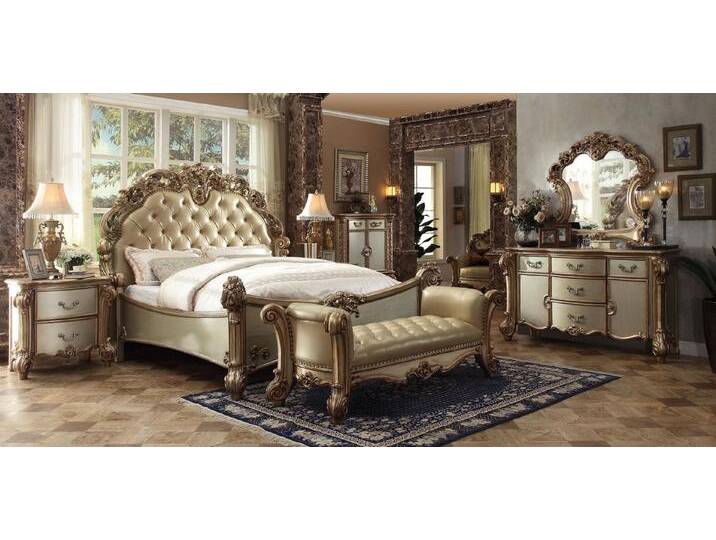 Xlmoebel Schlafzimmer-Set Schlafzimmer Set Komplett Möbel Nachttische Kommode Bett 7 tlg., (7-tlg., Bett + 2x Nachttische + Hochschrank + Kommode + Spiegel + Hocker) von OTTO