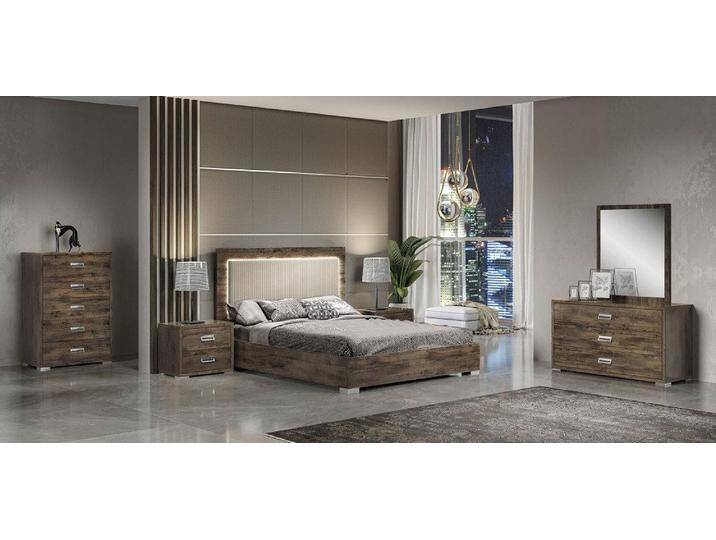 Xlmoebel Schlafzimmer-Set Schlafzimmermöbel-Set mit Bett, Nachttisch, Kommode und Spiegel, (Bett), Hergestellt in Italia, braun von OTTO