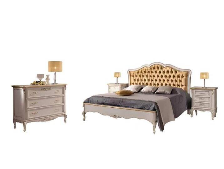 Xlmoebel Schlafzimmer-Set Schlafzimmermöbel-Set mit Doppelbett und zwei Nachttischen, 4-teilig, (4-tlg., Set 4 tlg.(Bett + 2x Nachttische + Kommode) von OTTO