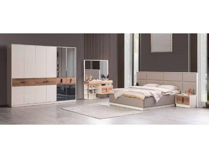 Xlmoebel Schlafzimmer-Set Vollständiges Schlafzimmer-Ensemble mit Bett und 2 Nachttischen, (Set 5tlg.(Bett + 2x Nachttische + Kleiderschrank + Schminktisch) von OTTO