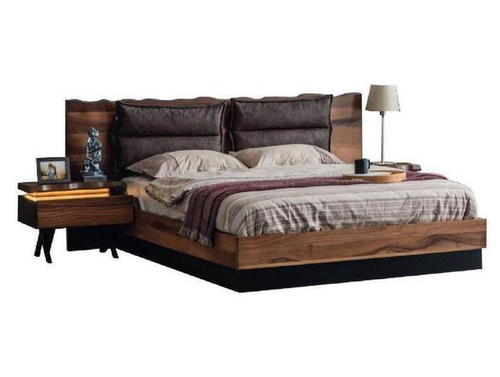 Xlmoebel Schlafzimmer-Set Zeitgemäßes Holz-Schlafzimmer-Set mit Designer-Doppelbett, (Bett + 2x Nachttische + Schminktisch + Spiegel) von OTTO
