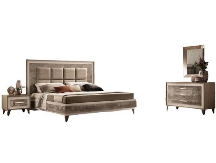 Xlmoebel Schlafzimmer-Set Zeitgemäßes Schlafraum-Design Bett Nachtkommode Kommode Spiegel 4tlg., (4-tlg., Bett + Nachttisch + Kommode + Spiegel) von OTTO