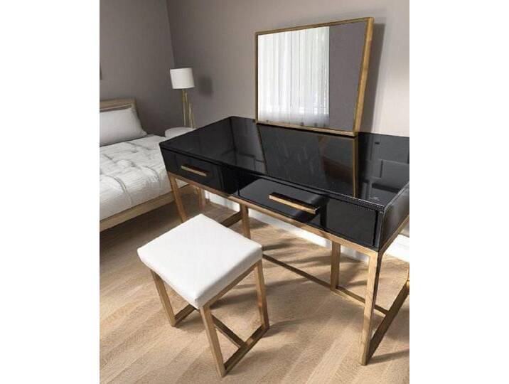 Xlmoebel Schminktisch Eleganter Schminktisch Konsolentisch Holz Sideboard Schrank Sofort (3-St), schwarz von OTTO