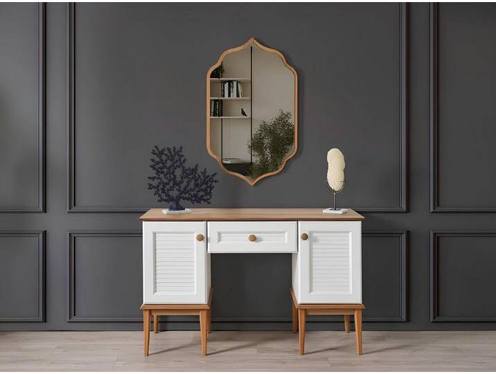 Xlmoebel Schminktisch Elegante Kombination mit Konsole und Spiegel für das Schlafzimmer (Schminktisch + Spiegel), Hergestellt in Europa, weiß von elegante
