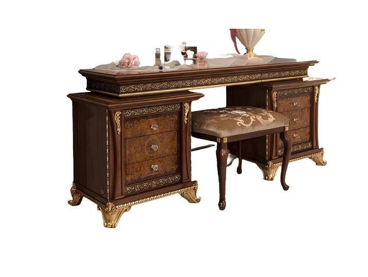 Xlmoebel Schminktisch Barock-Antik-Stil Konsolen und Tische für elegante Interiors (Schminktisch), Hergestellt in Europa, braun von elegante