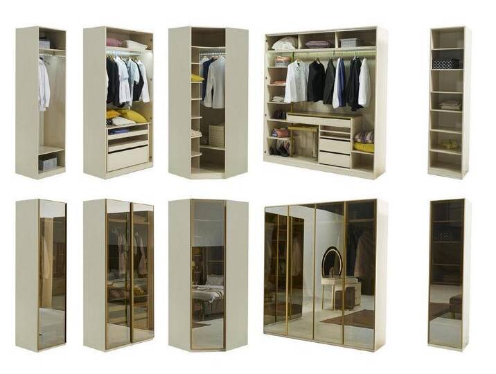 Xlmoebel Schranksystem Begehbarer Kleiderschrank Glasschrank Getönte Fronten Eckschrank Möbel (1-St., Eckschrank) Hergestellt in Europa, weiß von OTTO