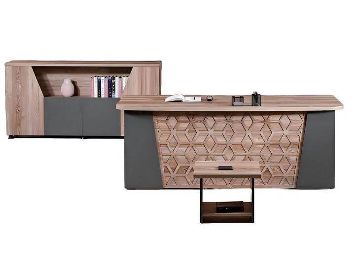 Xlmoebel Büromöbel-Set Büro-Komplettset Schreibtisch Möbel Set 4-teilig Holz Braun, (Büro Set 4tlg (Bürotisch + Couchtisch + Schrank + Kommode) von OTTO