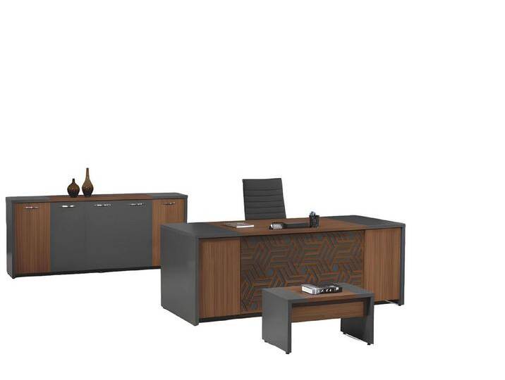 Xlmoebel Schreibtisch Büro-Komplettset Schreibtisch aus Holz in Braun 4-teilig (Büro Set 4tlg (Bürotisch + Couchtisch + Schrank + Kommode) von OTTO