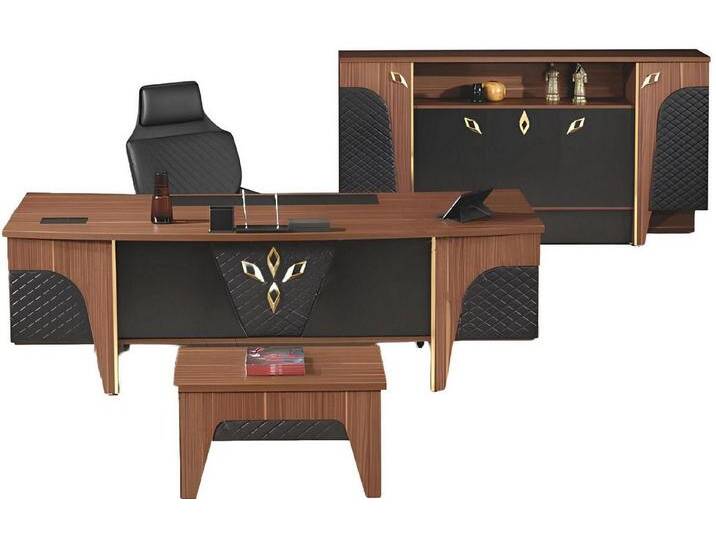 Xlmoebel Büromöbel-Set Büro-Schreibtisch-Set aus Holz in luxuriöser Brauntönen, (Büro Set 4tlg (Bürotisch + Kommode + Couchtisch + Schrank) von OTTO
