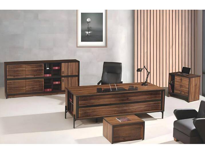 Xlmoebel Büromöbel-Set Büroausstattung Schreibtisch-Set Arbeitszimmer Bürotisch 4-teilig Holz, (Büro Set 4tlg (Bürotisch + Kommode + Couchtisch + Schrank) von OTTO