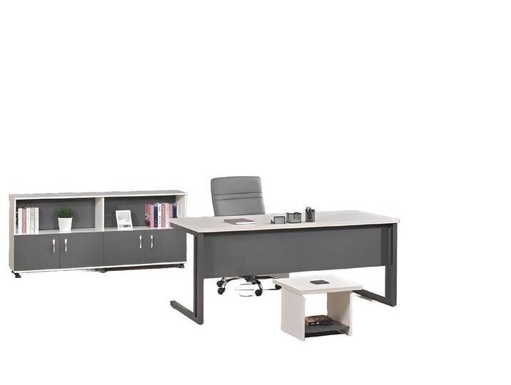 Xlmoebel Schreibtisch Schreibtisch-Set aus Holz in Grau für das Büro mit 4 Teilen (Büro Set 4tlg (Bürotisch + Couchtisch + Schrank + Kommode) von OTTO