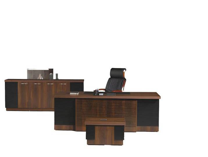 Xlmoebel Schreibtisch Schreibtisch-Set aus braunem Holz für das Büro - Büromöbel-Ensemble (Büro Set 4tlg (Bürotisch + Kommode + Couchtisch + Schrank) von OTTO