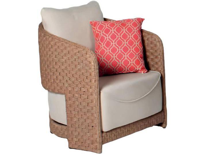 Xlmoebel Gartensessel Ein moderner roter Einzelsitz aus Textil, Stoff und Holz mit Kissen (Sessel), Hergestellt in Europa, braun von OTTO