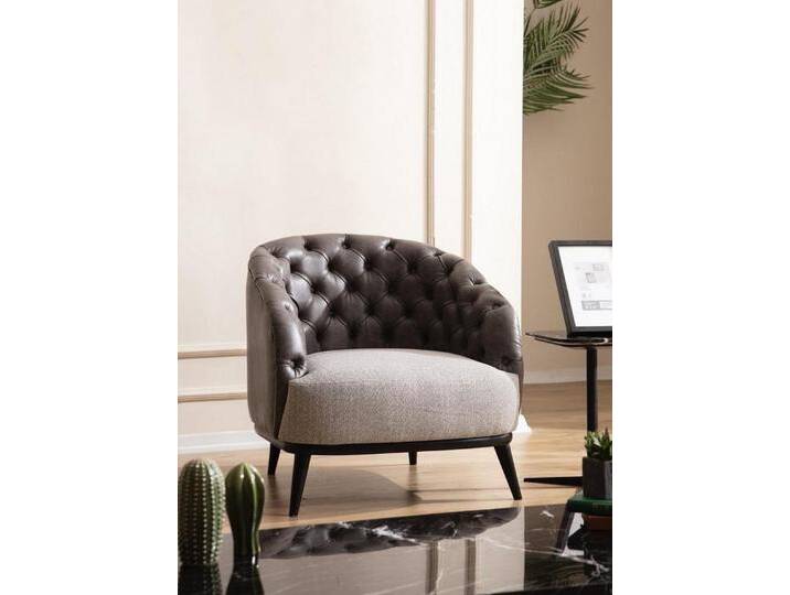 Xlmoebel Sessel Eleganter Chesterfield Einzelstuhl Möbel Lounge Club (1-St., Sessel), Hergestellt in Europa, Korpus: Braun/Beige von OTTO