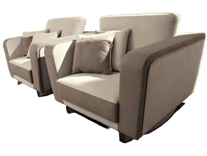 Xlmoebel Loungesessel Luxuriöser Design-Sessel aus Italien - Stühle im Design Textil (1-St., Sessel), Hergestellt in Europa, beige von OTTO