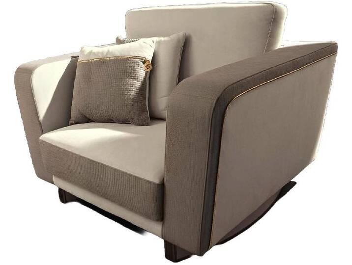 Xlmoebel Loungesessel Luxuriöser Design-Sessel aus Italien - Stühle im Design Textil (1-St., Sessel), Hergestellt in Europa, beige von OTTO