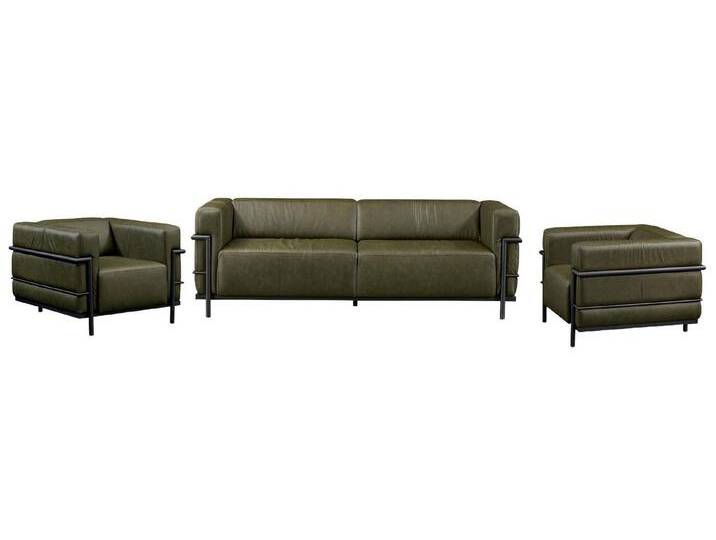 Xlmoebel Polstergarnitur Neue 3-teilige Wohnzimmer-Sitzgruppe aus Leder - bestehend aus einem, (Wohnzimmer Set 3tlg (Sofa 3Sitzer + 2x Sessel) von OTTO