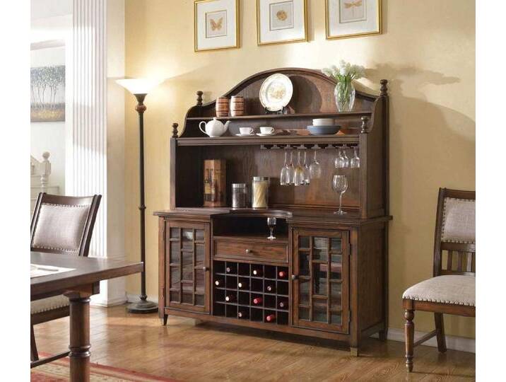 Xlmoebel Anrichte Bauernhaus Sideboard Vitrine Kommode Vitrinenschrank Weinschrank Regal (Anrichte), Hergestellt in Europa, braun von OTTO